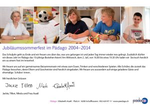 Jubiläumssommerfest im Pädago 2004 – 2014